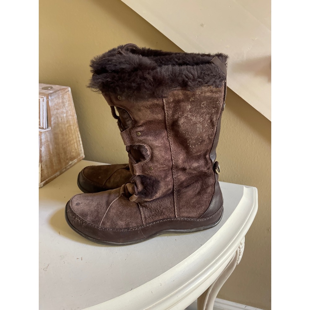 The North Face Abby III Snow Boots Woman's Sz 11 Brown Suede 200 gram Insulated